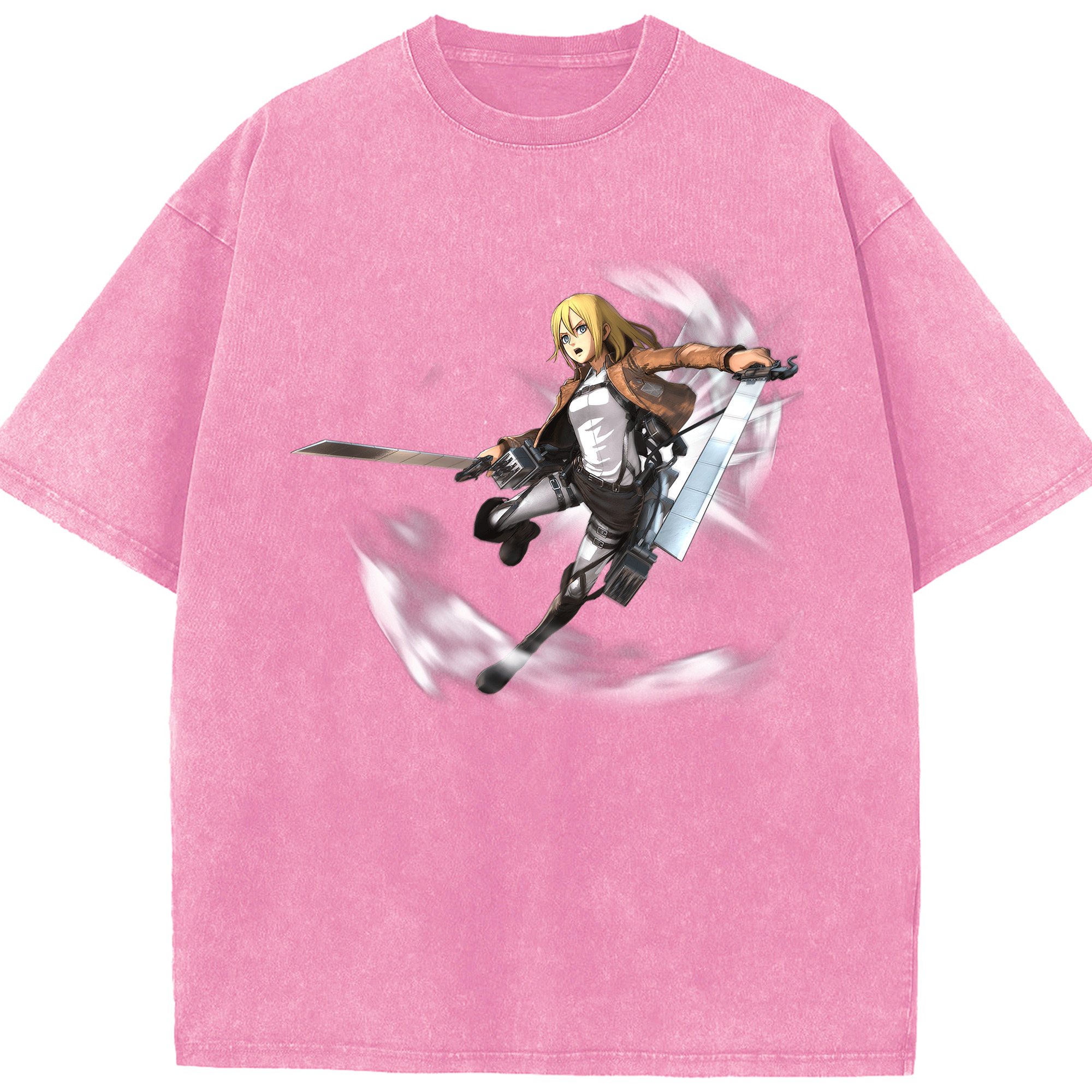 （画像用） 進撃の巨人 クリスタ·レンズ Attack on Titan Christa Lenz 綿100% ヴィンテージ風 半袖Tシャツ（フロントプリント）